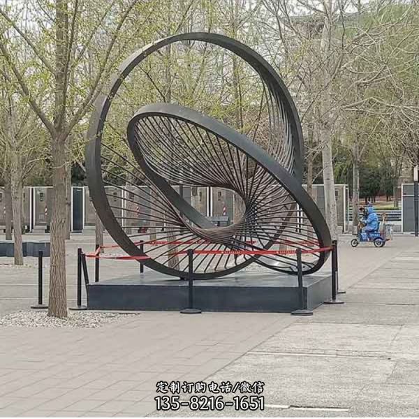 不銹鋼圓形304鋼拉絲拋光戶外景觀雕塑（2）