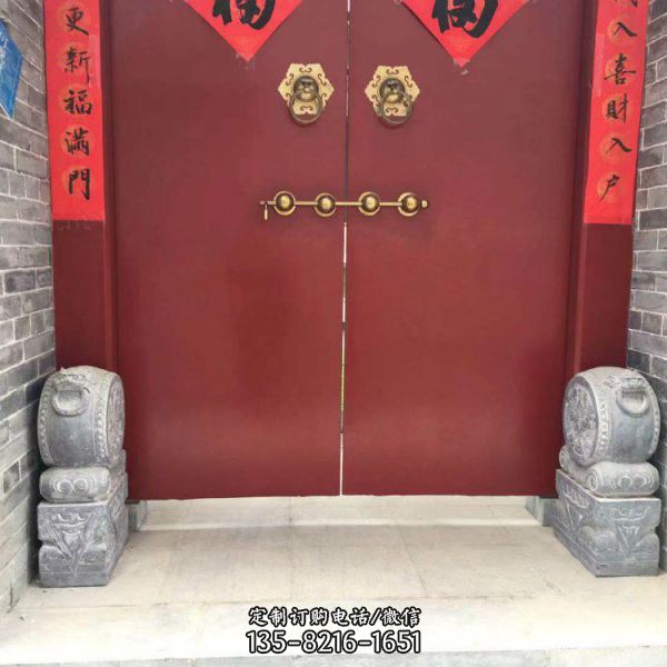 庭院中式復古漢白玉浮雕圓形抱鼓石（5）