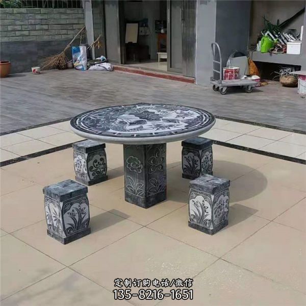 傳統(tǒng)石雕桌子擺件  庭院青石石桌石凳（2）