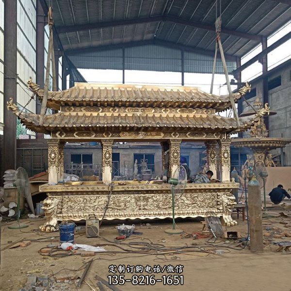 寺廟鑄銅塔爐鑄銅長方形香爐雕塑（3）