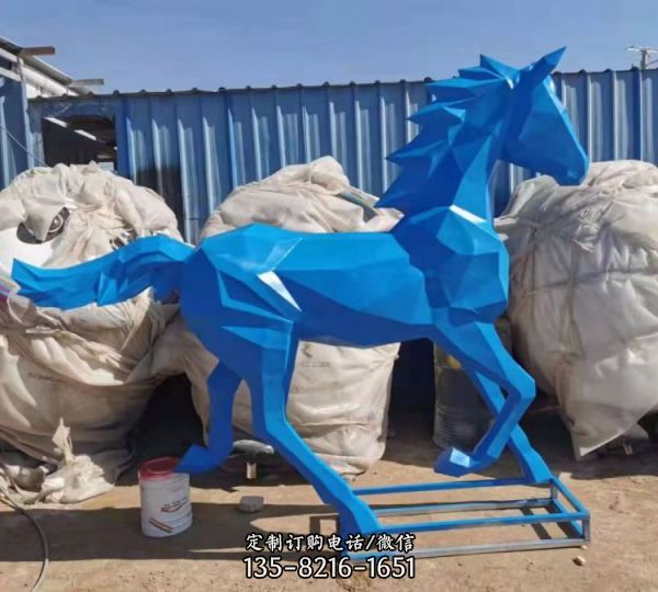 園林景觀造景裝飾品擺件大型玻璃鋼動物幾何抽象馬雕塑（4）