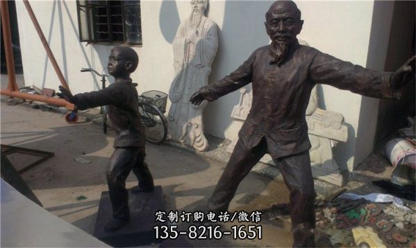 公園戶(hù)外園林情景玻璃鋼仿銅人物雕塑（4）
