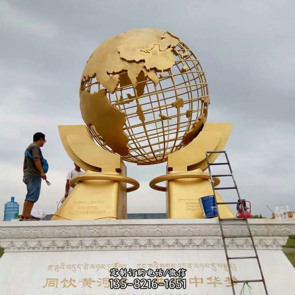 城市廣場不銹鋼金屬地球造型雕塑（2）
