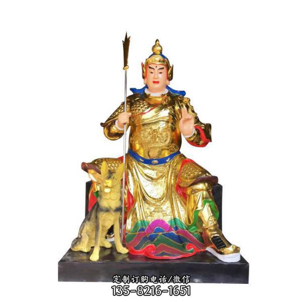 寺廟大型玻璃鋼噴金彩繪二郎神