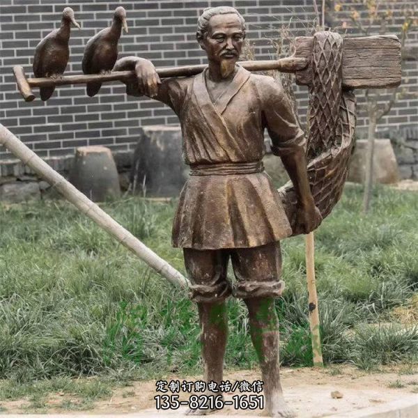 民俗文化鄉(xiāng)村景區(qū)玻璃鋼仿銅戶外人物情景主題雕塑（3）