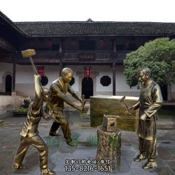 民俗文化鄉(xiāng)村景區(qū)玻璃鋼仿銅戶外人物情景主題雕塑（1）