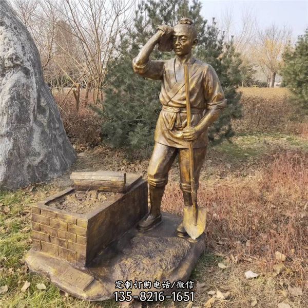民俗文化鄉(xiāng)村景區(qū)玻璃鋼仿銅戶外人物情景主題雕塑（5）