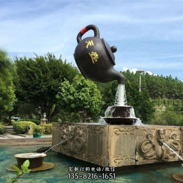 廣場玻璃鋼噴漆流水天壺 戶外園林擺件（2）