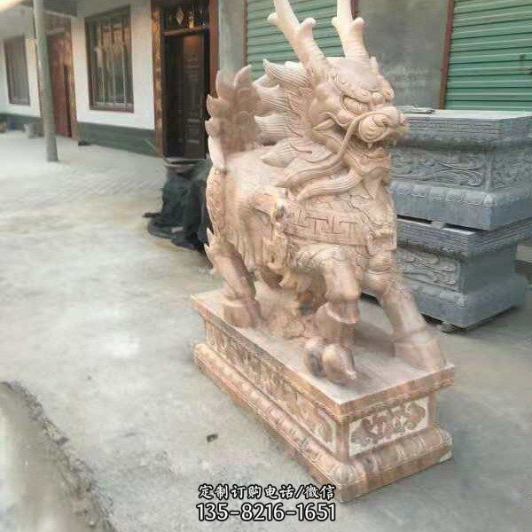 庭院別墅門口大型大理石石雕鎮(zhèn)宅招財(cái)獅子雕塑
