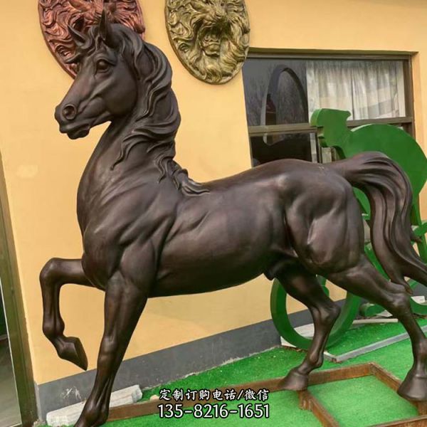 玻璃鋼仿銅戶外園林大型駿馬奔馬雕塑（1）