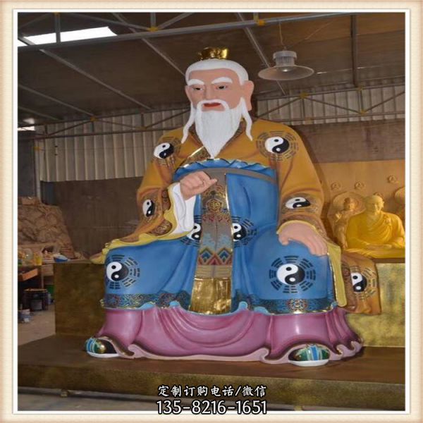 寺廟大型彩繪玻璃鋼三清祖師雕塑（4）
