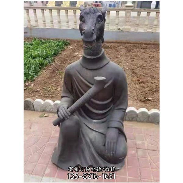 純手工玻璃鋼仿銅戶外園林十二生肖人身獸相雕塑（5）