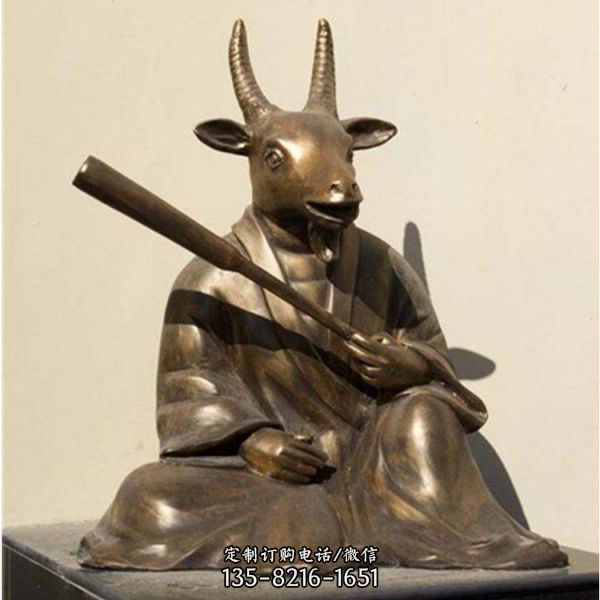 純手工玻璃鋼仿銅戶外園林十二生肖人身獸相雕塑（1）