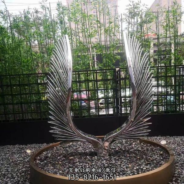 不銹鋼抽象翅膀景區(qū)廣場雕塑（3）