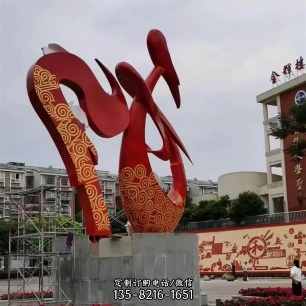 不銹鋼抽象翅膀景區(qū)廣場雕塑（5）