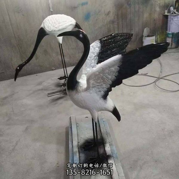 玻璃鋼仿真仙鶴圓雕動(dòng)物景區(qū)小品雕塑（2）