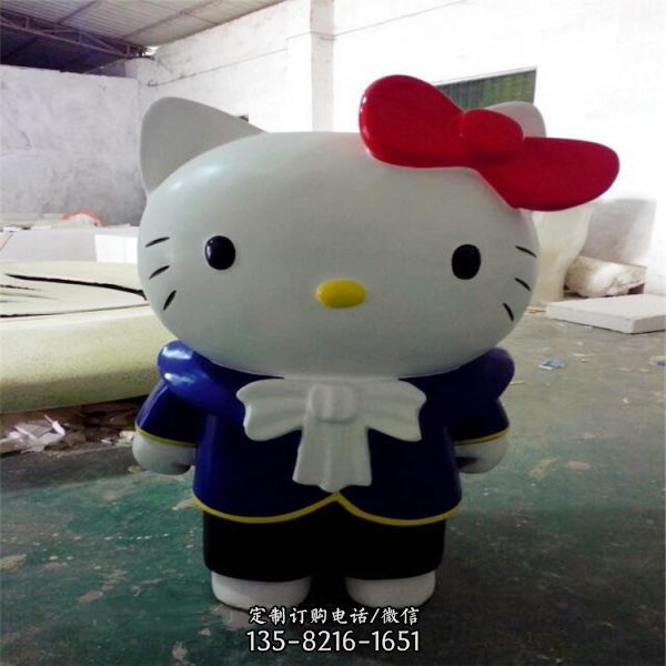 商場美陳動物卡通店鋪玻璃鋼可愛kt貓雕塑（4）