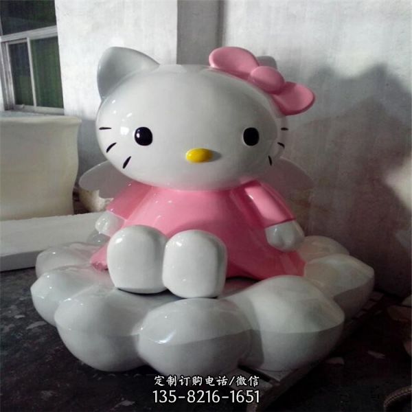 商場美陳動物卡通店鋪玻璃鋼可愛kt貓雕塑（3）