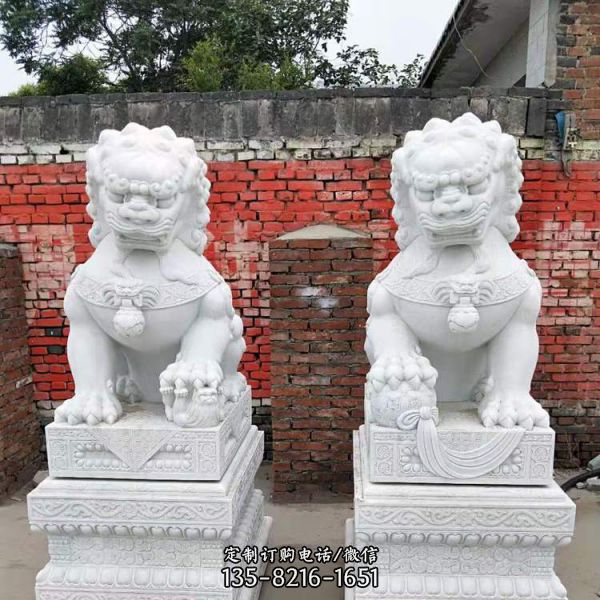門口鎮宅石獅子  招財石獅子雕刻擺件（5）