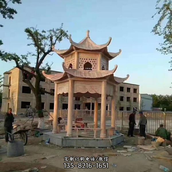 別墅庭院小區(qū)乘涼裝飾晚霞紅中式六角亭子（4）