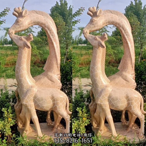 園林大理石雕刻長頸鹿動物景觀 擺件（1）