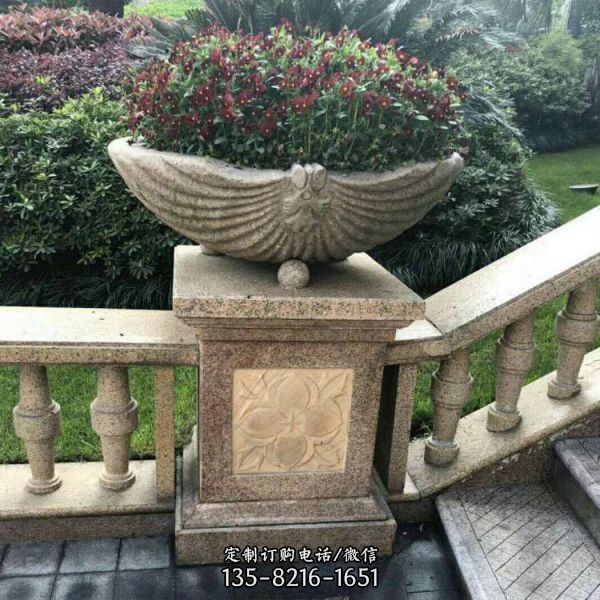 大理石黃銹石花盆小區廣場園林花壇擺件（1）