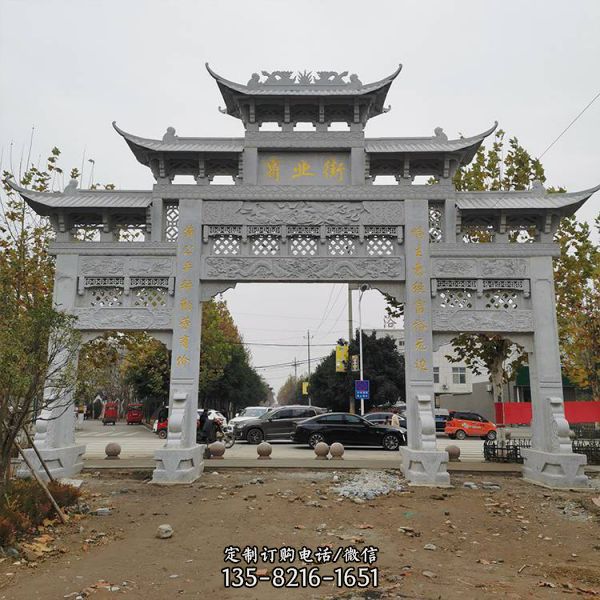 大理石石雕戶外村口景觀牌坊雕塑