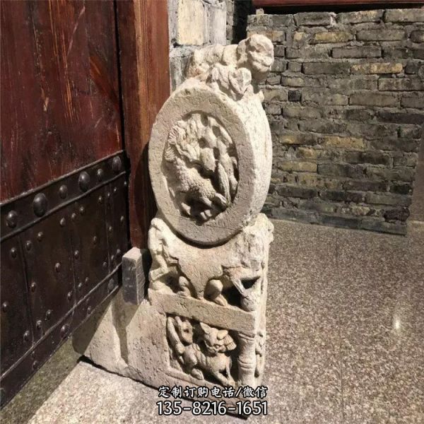戶外漢白玉石抱鼓 庭院中式門前抱鼓石雕塑（5）