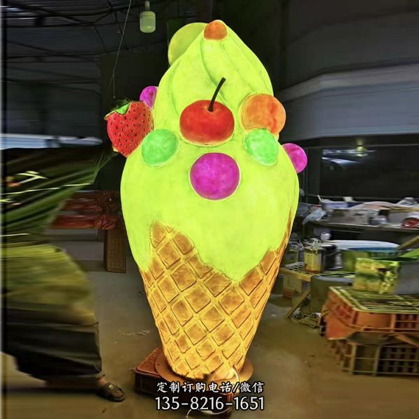 玻璃鋼發(fā)光雕塑美陳裝飾冰淇淋蘑菇造型雕塑（1）