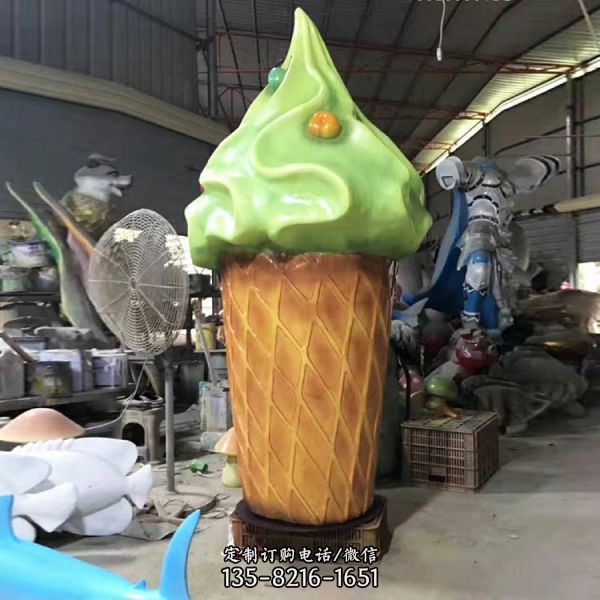 玻璃鋼發(fā)光雕塑美陳裝飾冰淇淋蘑菇造型雕塑（3）