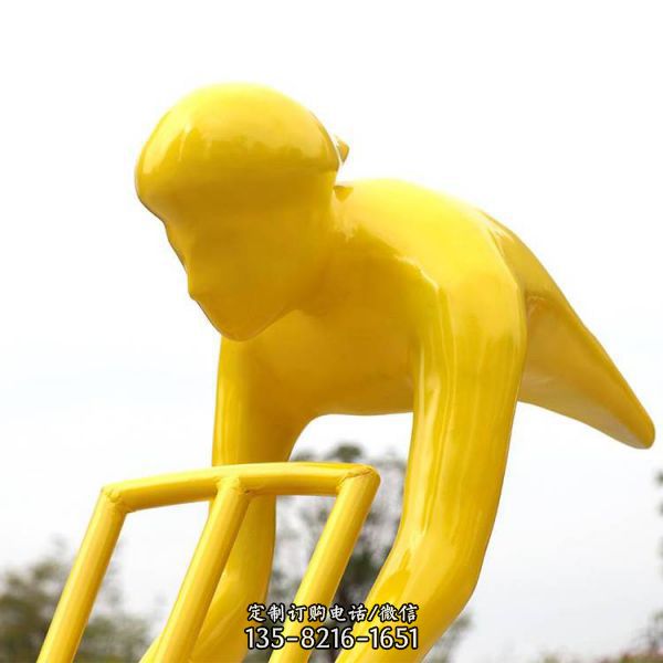 校園玻璃鋼抽象騎行體育運動員裝飾擺件（3）