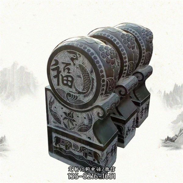 青石浮雕庭院別墅門口石雕抱鼓石雕塑（1）