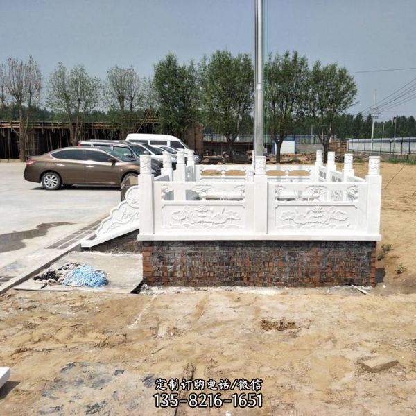 石雕旗臺圍欄 漢白玉旗臺護欄雕塑（5）