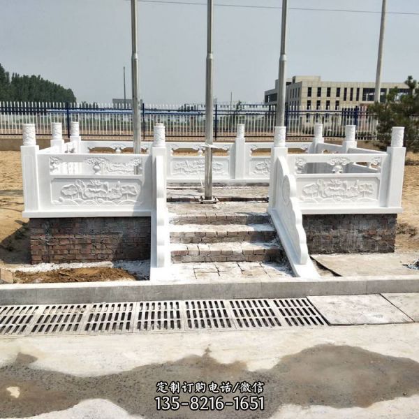 石雕旗臺圍欄 漢白玉旗臺護欄雕塑（4）