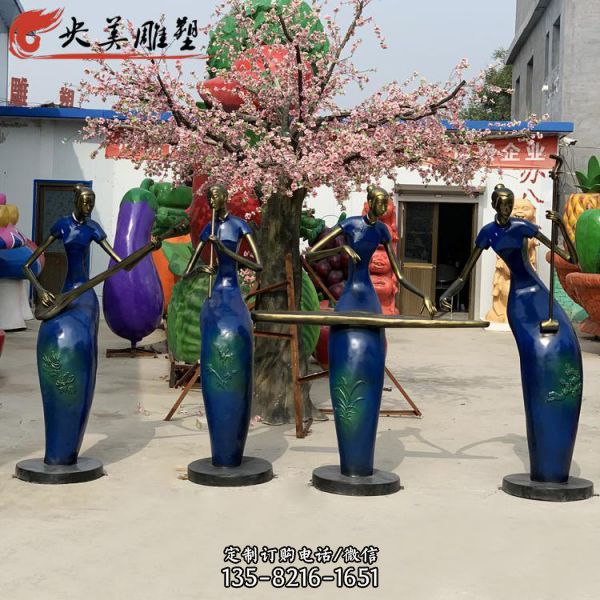 玻璃鋼彩繪梅蘭竹菊音樂抽象人物雕塑 酒店會所景觀擺件 央美定制