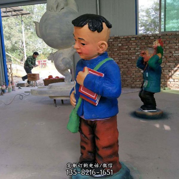 玻璃鋼彩繪園林景觀讀書郎景觀擺件