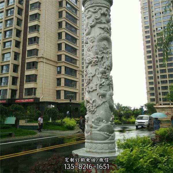 城市廣場柱子石雕盤龍柱 戶外大型雕塑（7）