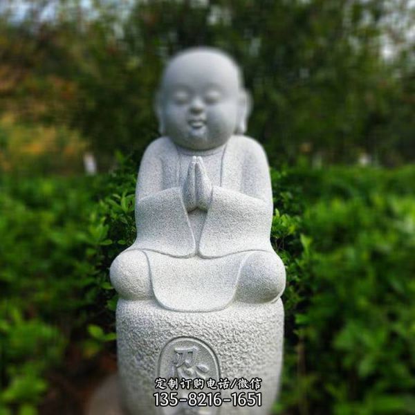 砂巖雕刻禪坐小沙彌小和尚雕像寺廟擺件