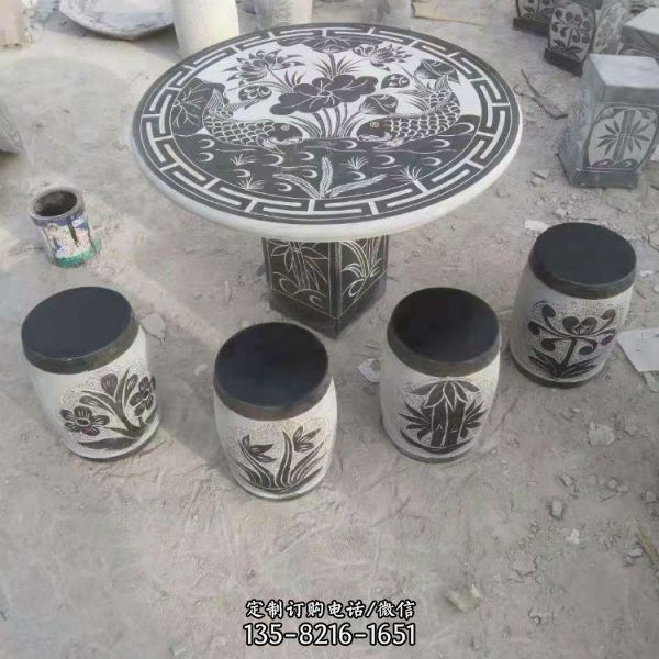 園林花崗巖 雕刻鏤空石凳石桌雕塑（2）
