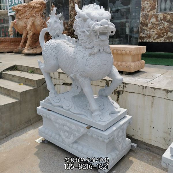 石雕行走麒麟 動物擺件大理石麒麟雕塑（4）
