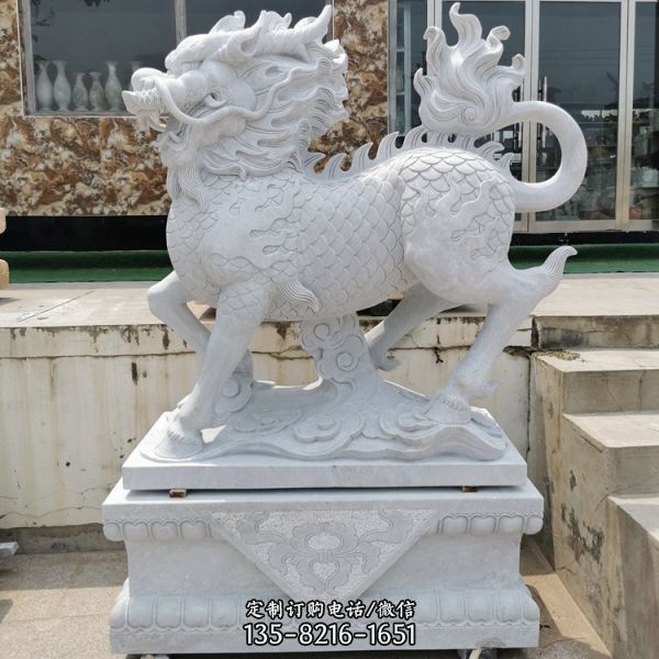 石雕行走麒麟 動物擺件大理石麒麟雕塑（3）