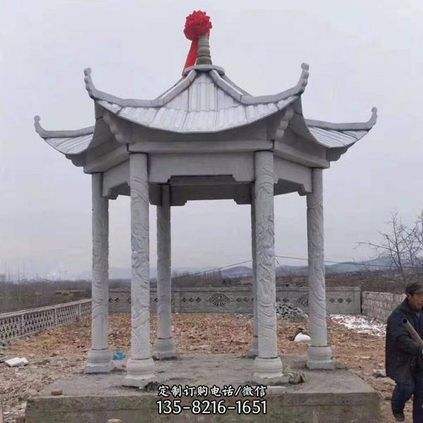 景區石涼亭漢白玉石亭子石雕涼亭雕塑（2）