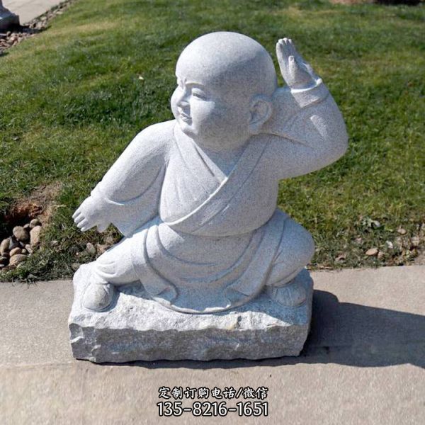 戶外公園石雕擺件大理石石雕小沙彌小和尚