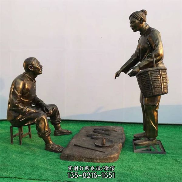 玻璃鋼仿銅人雕塑 公園學校古銅人物雕塑（5）