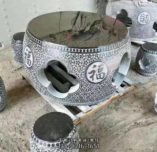 休閑下棋青石庭院石桌石凳 雕塑（4）