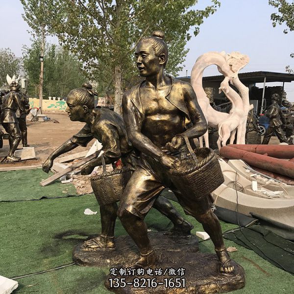 玻璃鋼農民播種場景雕塑農耕文化博物館展覽館裝飾雕像（1）