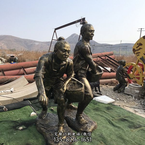 玻璃鋼農民播種場景雕塑農耕文化博物館展覽館裝飾雕像（4）