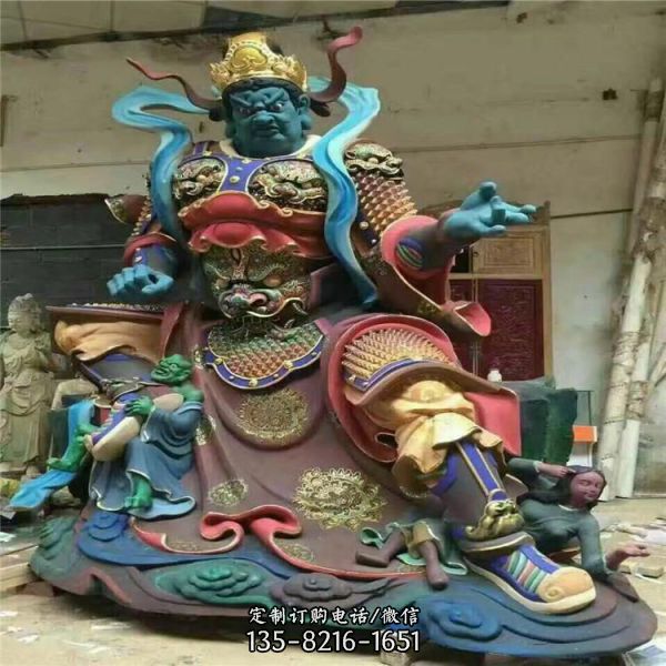玻璃鋼彩繪寺廟大型佛像雕塑四大天王（3）