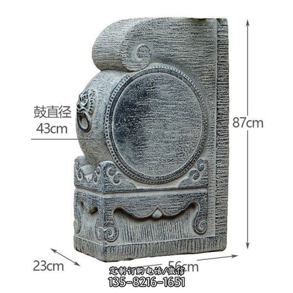 仿古石門墩抱鼓石 中式復古石鼓雕塑（3）