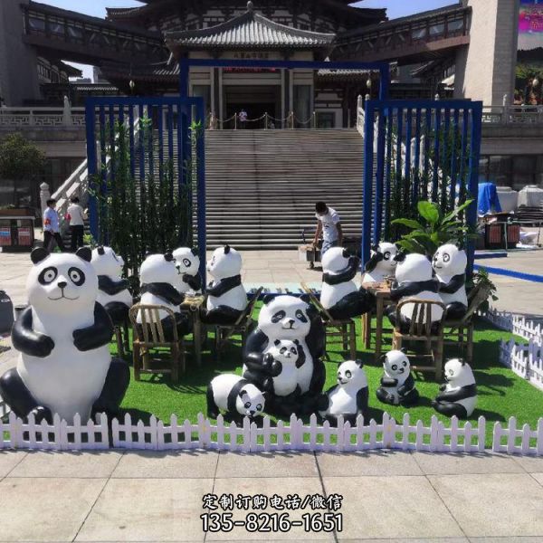 熊貓主題樂(lè)園玻璃鋼卡通國(guó)寶熊貓雕塑（6）